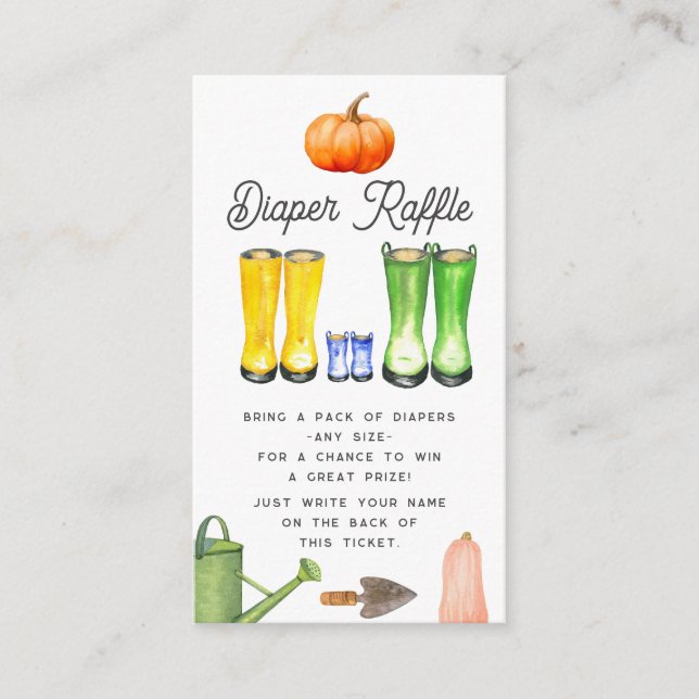 Locally Grown Baby Blue Boots Fall Diaper Raffle Enclosure Card (Front)