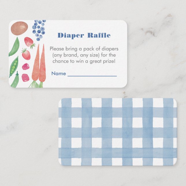 Locally Grown Baby Boy Shower Diaper Raffle Enclosure Card (Front/Back)