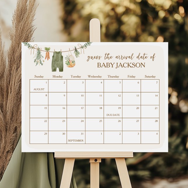 Locally Grown Baby Due Date Calendar Game Sign (Creator Uploaded)