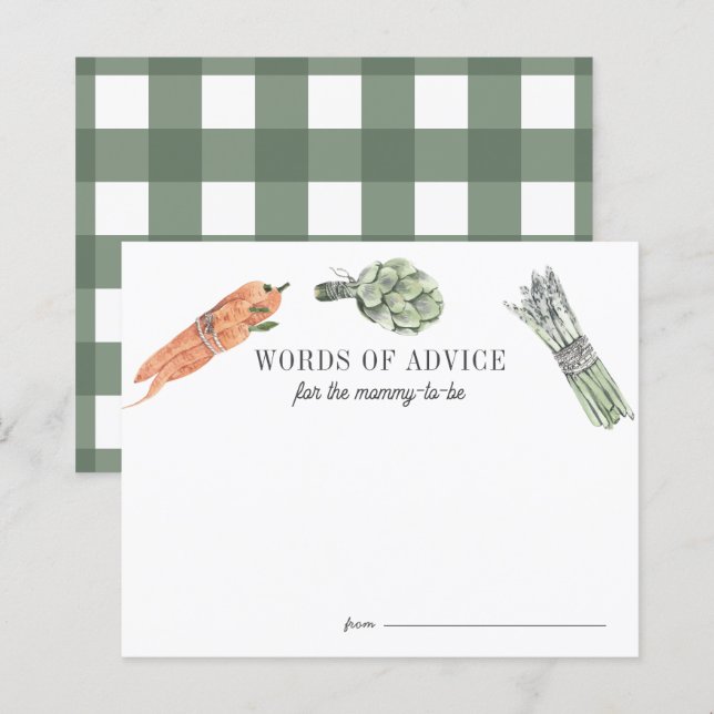 Locally Grown Baby Farmers Market Advice Card (Front/Back)
