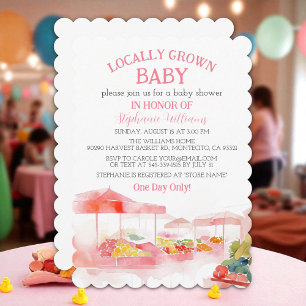 Locally Grown Baby Farmers Market Baby Girl shower Invitation