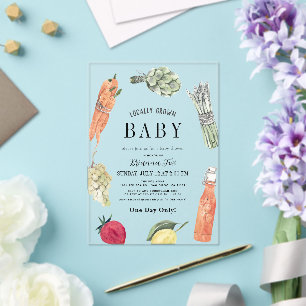 Locally Grown Baby Farmers Market Baby Shower Acrylic Invitations