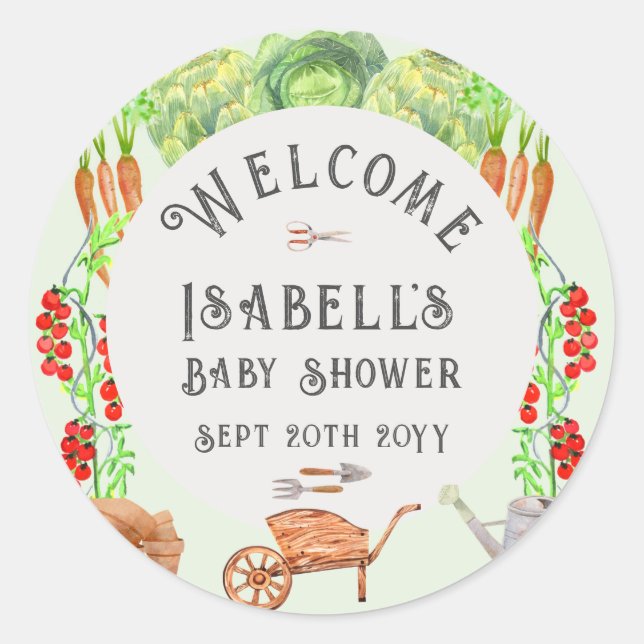 Locally Grown Baby , Farmer's Market  Baby Shower  Classic Round Sticker (Front)