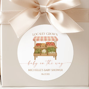 Locally Grown Baby Farmer's Market Baby Shower Classic Round Sticker