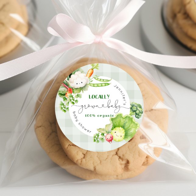 Locally grown baby Farmers market baby shower Classic Round Sticker (Creator Uploaded)