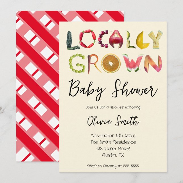 Locally Grown Baby | Farmer's Market Baby Shower   Invitation (Front/Back)