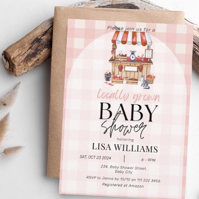 Locally Grown Baby Farmer's Market Baby Shower Invitation (Locally Grown Baby Farmer's Market Rustic Baby Shower Invitation)