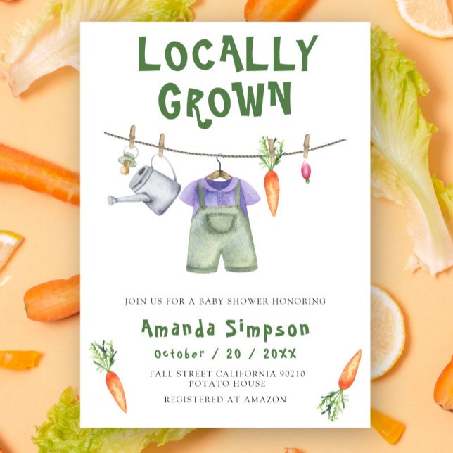 Locally Grown Baby Farmers Market Baby Shower Invitation (Creator Uploaded)