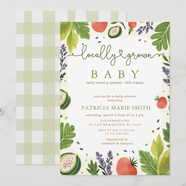 Locally Grown Baby Farmers Market Baby Shower Invitation (Front/Back)
