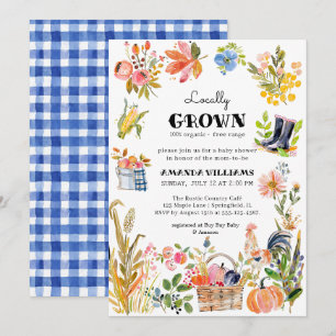 Locally Grown Baby   Farmer's Market Baby Shower Invitation