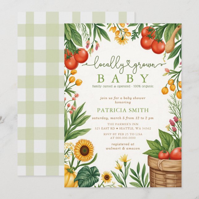 Locally Grown Baby Farmers Market Baby Shower Invitation (Front/Back)