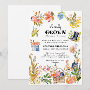 Locally Grown Baby   Farmer's Market Baby Shower Invitation