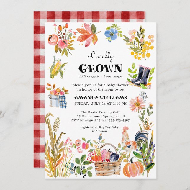 Locally Grown Baby | Farmer's Market Baby Shower Invitation (Front/Back)