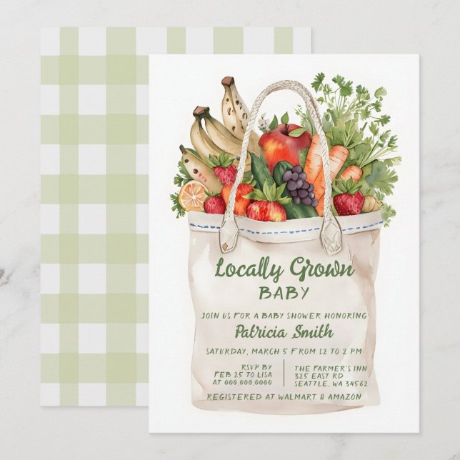 Locally Grown Baby Farmers Market Baby Shower Invitation (Front/Back)