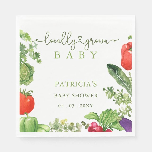 Locally Grown Baby Farmers Market Baby Shower Napkin (Front)