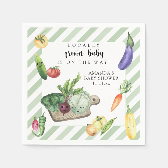 Locally Grown Baby Farmers Market Baby Shower Napkin (Front)