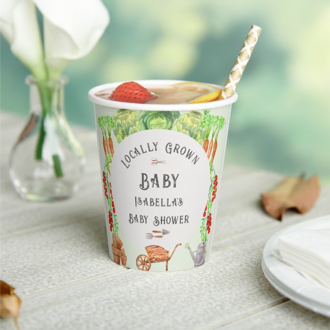 Locally Grown Baby Farmers Market Baby Shower  Paper Cups (Insitu)
