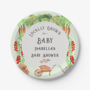 Locally Grown Baby , Farmer's Market Baby Shower Paper Plate