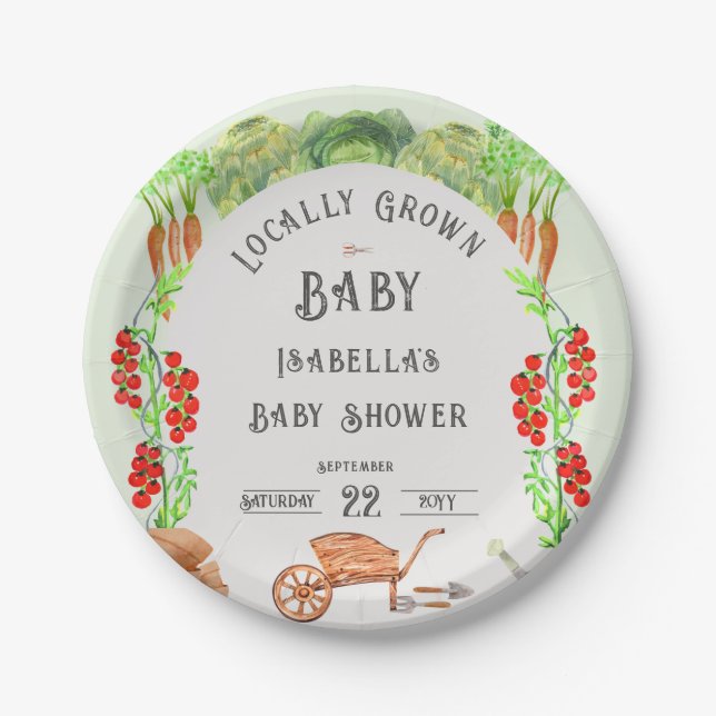 Locally Grown Baby , Farmer's Market  Baby Shower  Paper Plate (Front)