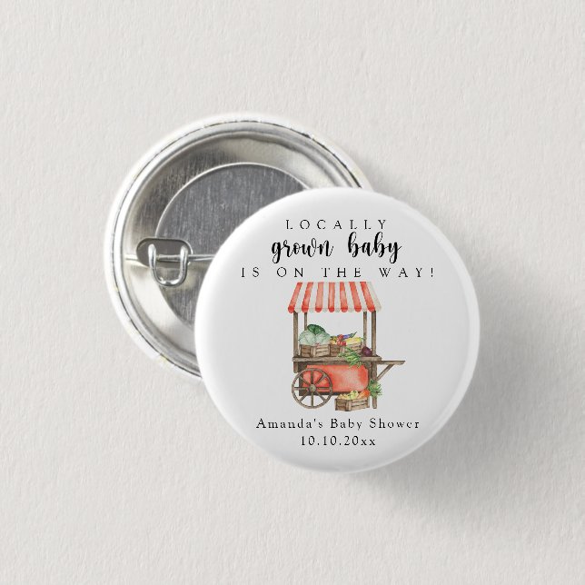 Locally Grown Baby Farmers Market Cart Baby Shower 3 Cm Round Badge (Front & Back)