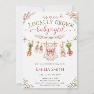 Locally Grown Baby Girl Garden Baby Shower Invitation