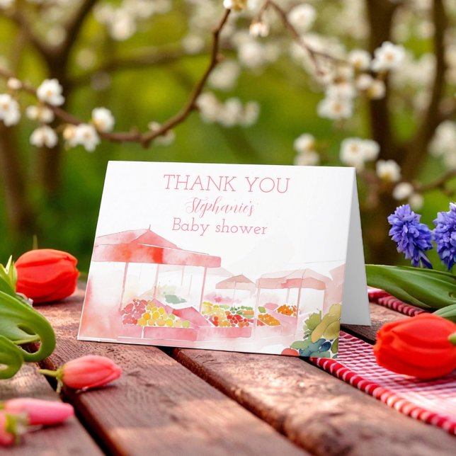 Locally Grown Baby Girl Shower Farmers Market Thank You Card (Creator Uploaded)