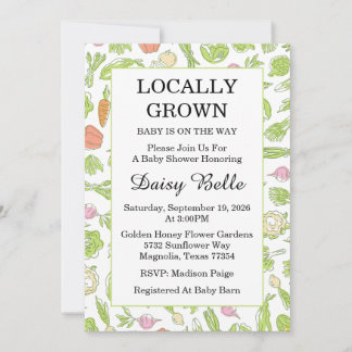 Locally Grown Baby Is On The Way Baby Shower Invitation
