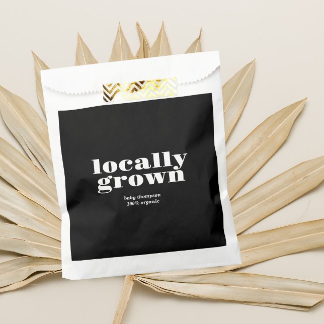 Locally Grown Baby | Modern Black 100% Organic Favour Bags (Creator Uploaded)