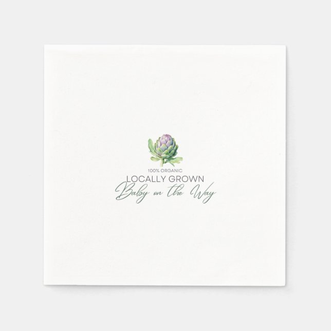 Locally Grown Baby on the Way - Artichoke - Green Napkin (Front)