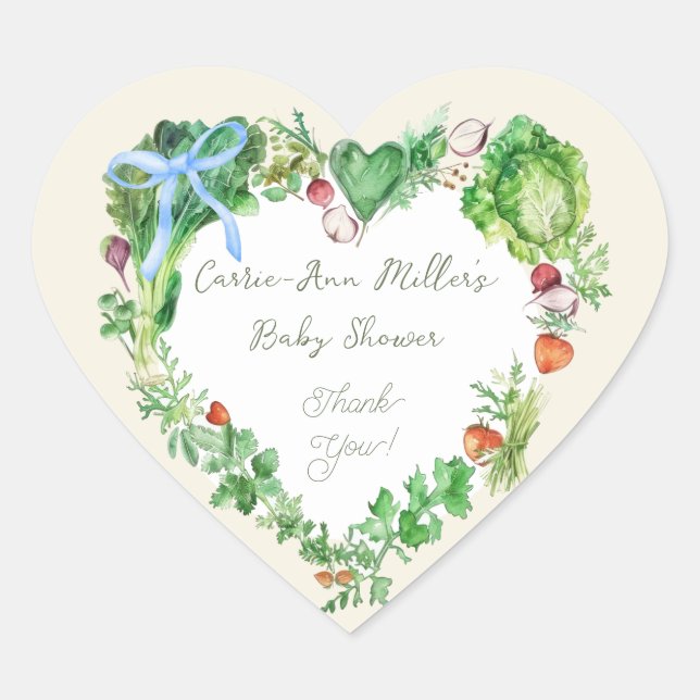 Locally Grown Baby On The Way Baby Shower Heart Sticker (Front)