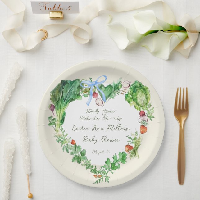 Locally Grown Baby On The Way Baby Shower Paper Plate (Wedding)