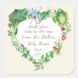 Locally Grown Baby On The Way Baby Shower Square Sticker
