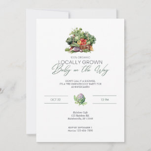Locally Grown Baby on the Way - Vegetables - Green Invitation
