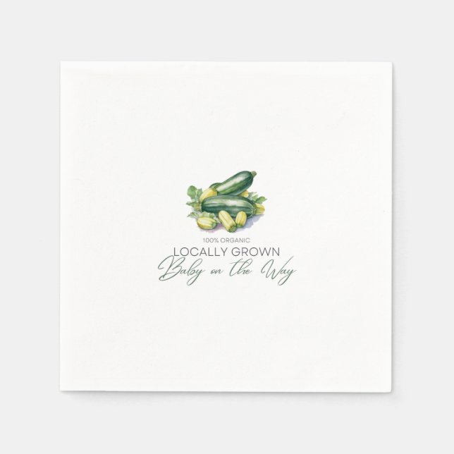 Locally Grown Baby on the Way - Zucchini - Green Napkin (Front)