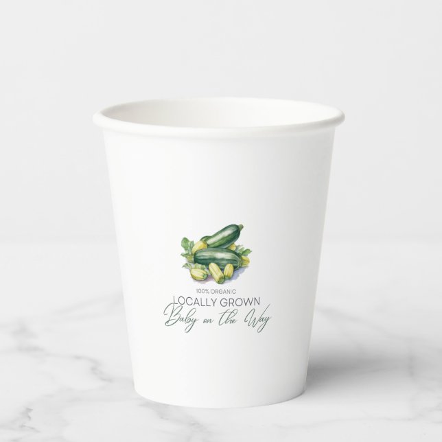 Locally Grown Baby on the Way - Zucchini Paper Cups (Front)