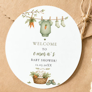 Locally Grown Baby Rustic Bunny Editable Classic Round Sticker