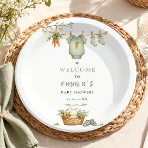 Locally Grown Baby Rustic Bunny Editable Paper Plate