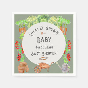 Locally Grown Baby Sage Green Baby Shower  Napkin