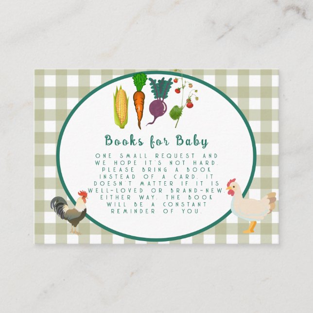 Locally Grown Baby Shower Books for Baby Enclosure Card (Front)