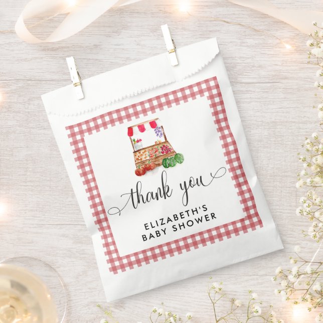 Locally Grown Baby Shower Carrots Gingham Favour Bags (Clipped)