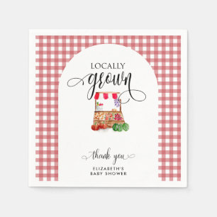 Locally Grown Baby Shower Carrots Gingham Napkin