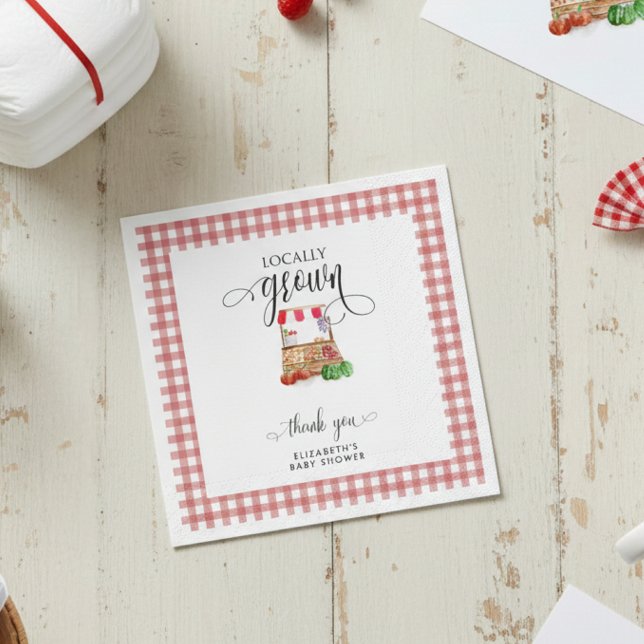Locally Grown Baby Shower Carrots Gingham Napkin (Creator Uploaded)