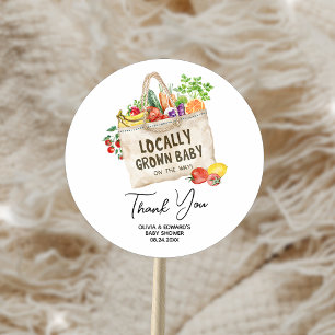 Locally Grown Baby Shower Classic Round Sticker