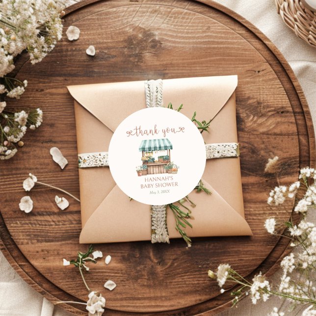 Locally Grown Baby Shower  Classic Round Sticker (Creator Uploaded)