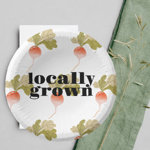 Locally Grown Baby Shower   Colorblock B&W Paper Plate