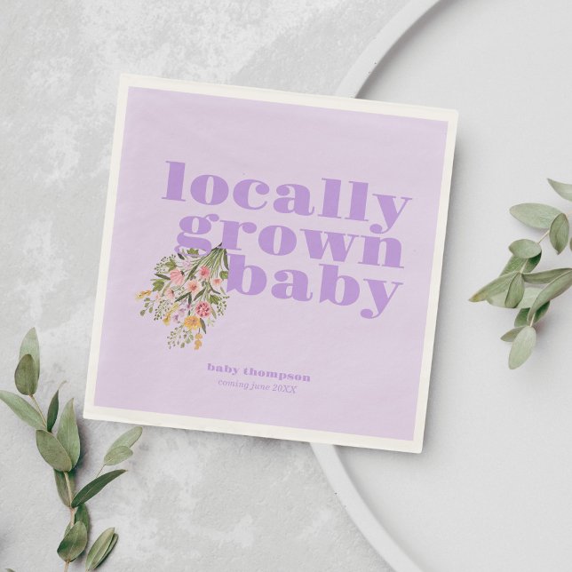 Locally Grown Baby Shower | Colorblock PURPLE Napkin (Creator Uploaded)