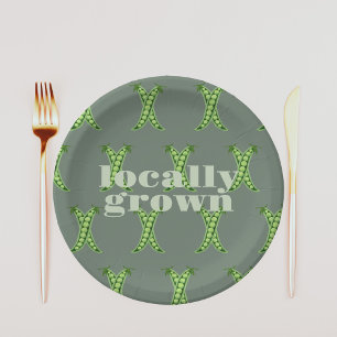 Locally Grown Baby Shower Colorblock SAGE Paper Plate