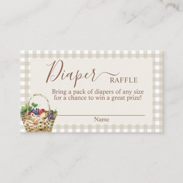 Locally Grown Baby shower Diaper Raffle Card (Front)