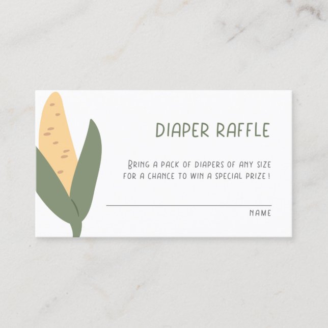 Locally Grown Baby Shower Diaper Raffle Enclosure  Business Card (Front)