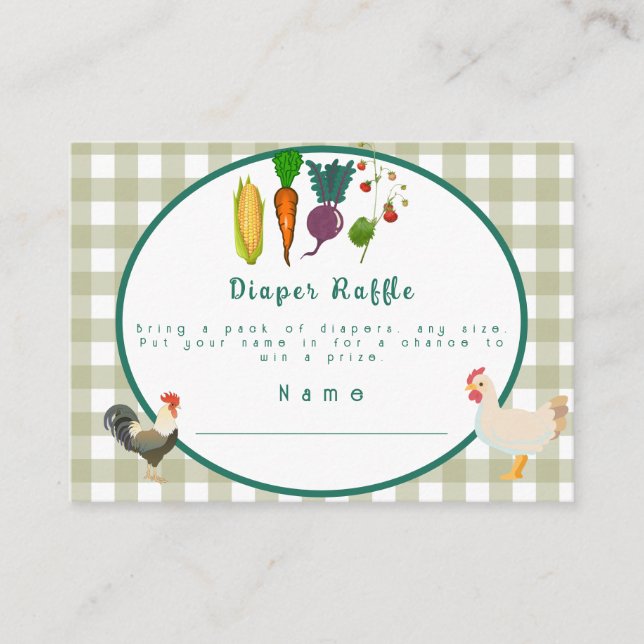 Locally Grown Baby Shower Diapers Raffle Enclosure Card (Front)